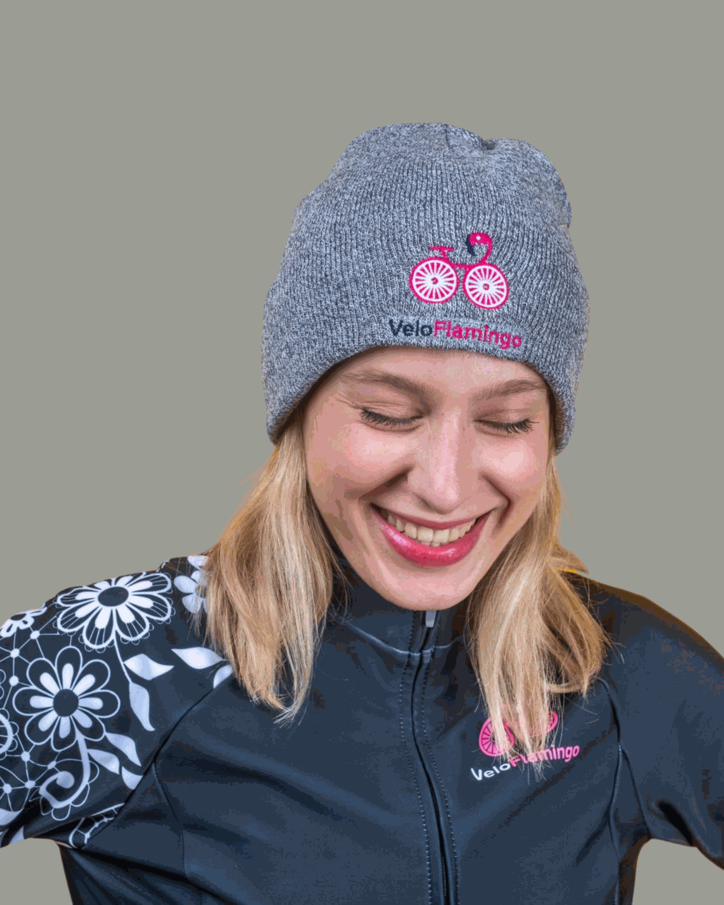 Cuffed beanie hats from VeloFlamingo - heather grey beanie hat
