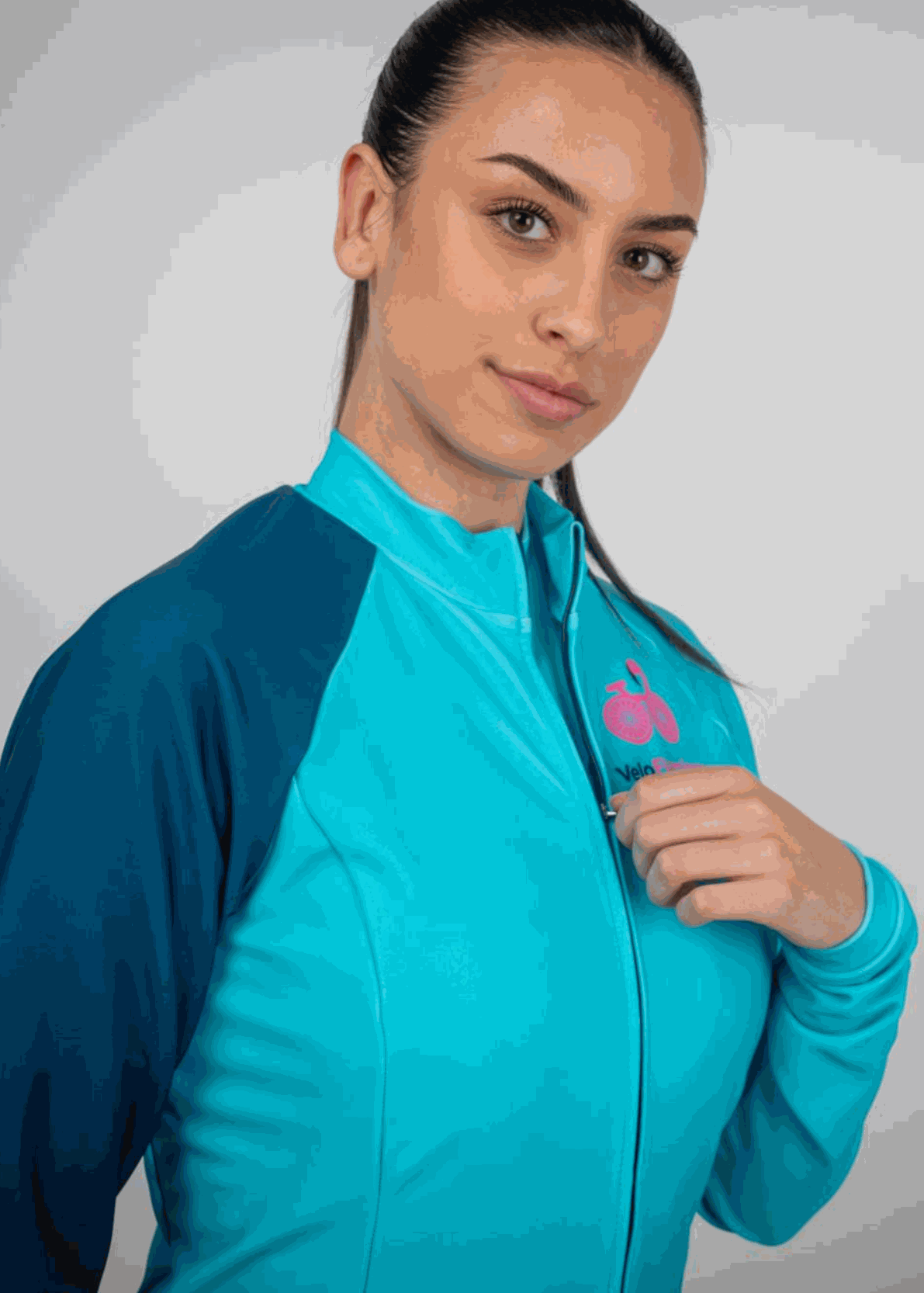 Maria Long Sleeve Jersey - Perfect for Autumn and Winter Cycling - mint green with dark green sleeve and feature stripes on cuff