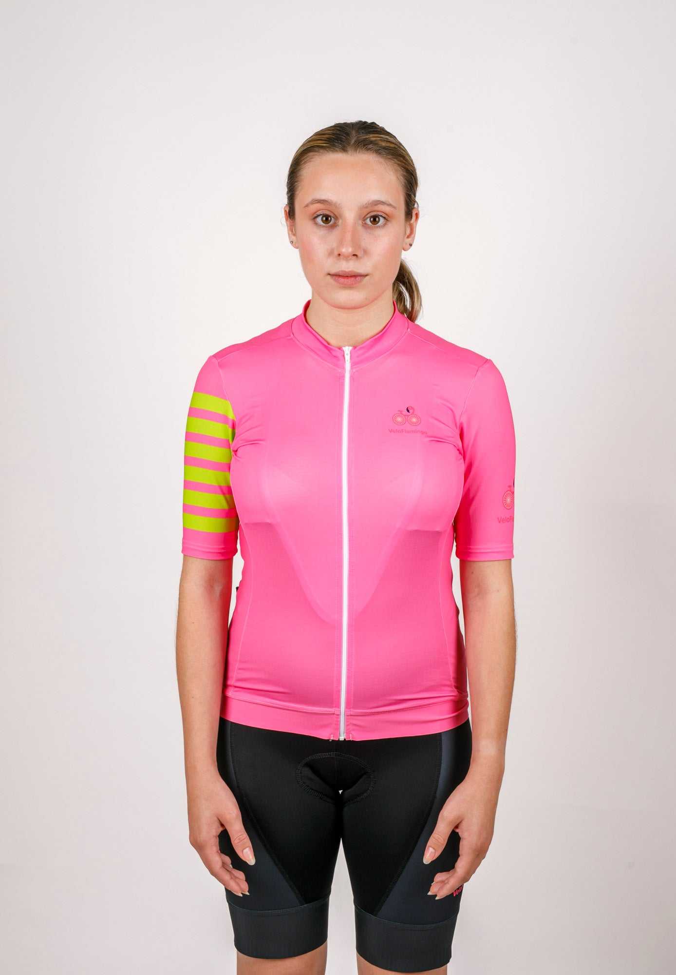 Proudly Pink Womens Cycling Jersey - Stylish Womens Specific Fit - pink jersey black womens cycling bib shorts