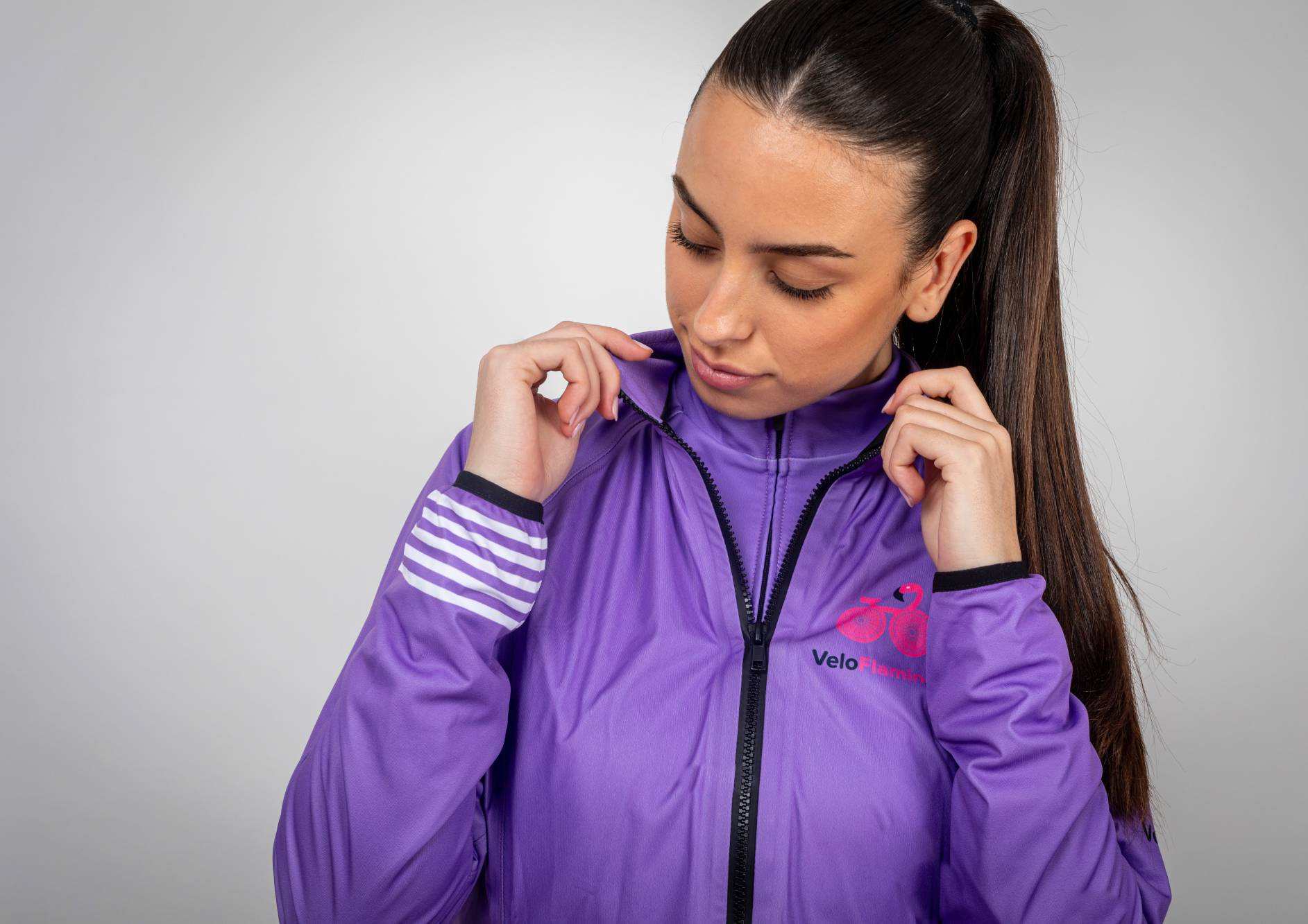 Hannah Waterproof Jacket - Stay Dry with Premium Rain Protection - purple with white cuff stripes