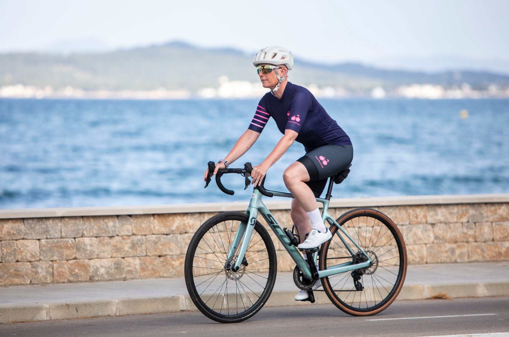 Navy Indy Womens Cycling Jersey Action