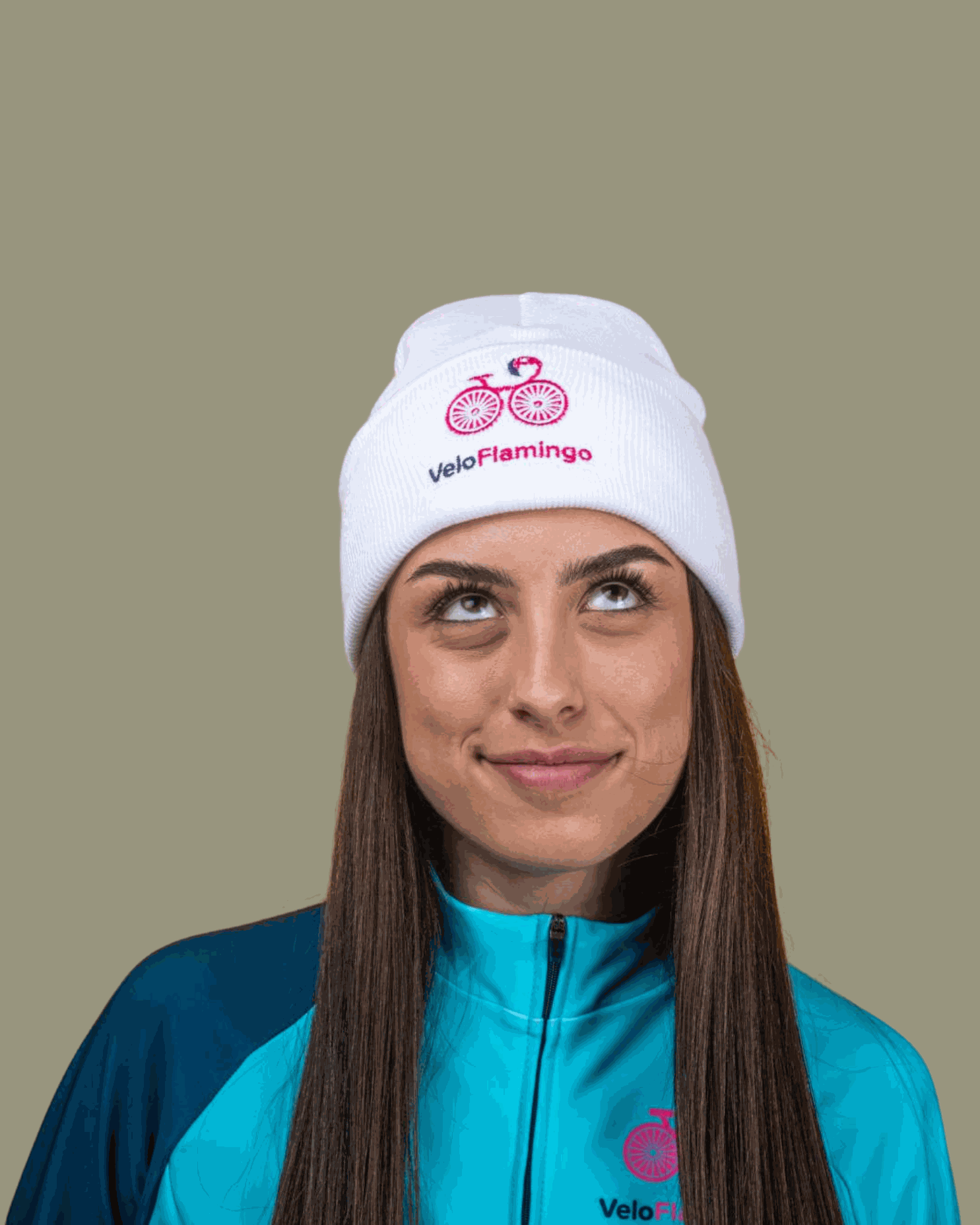 Cuffed beanie hats from VeloFlamingo - white beanie hat