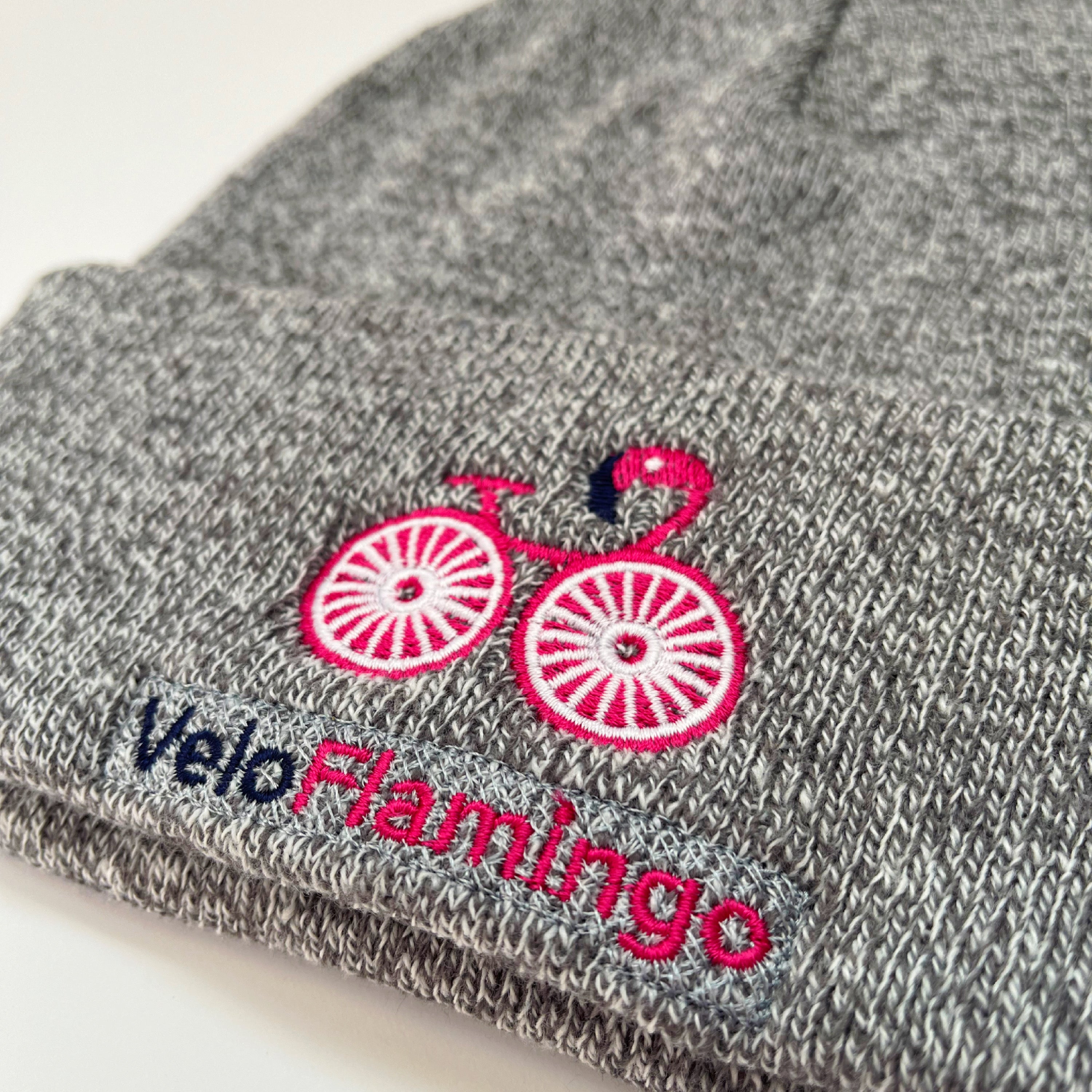 Heather Grey cuffed beanie hat for VeloFlamingo stay cosy and warm