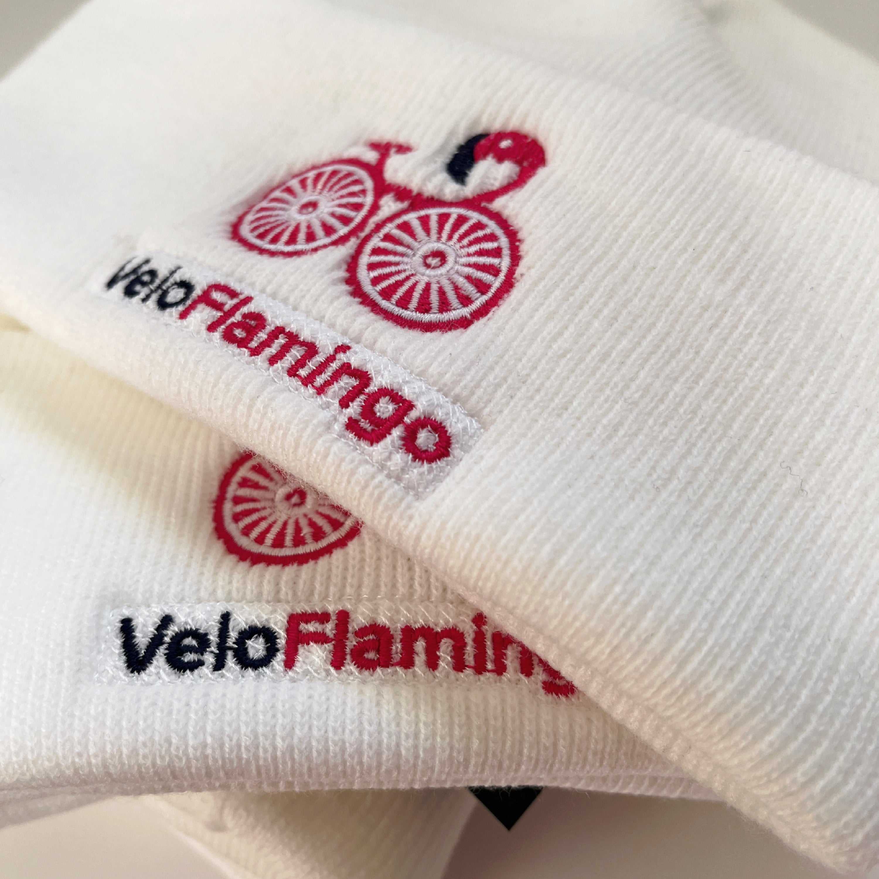 Cuffed beanie hats from VeloFlamingo - white beanie hat