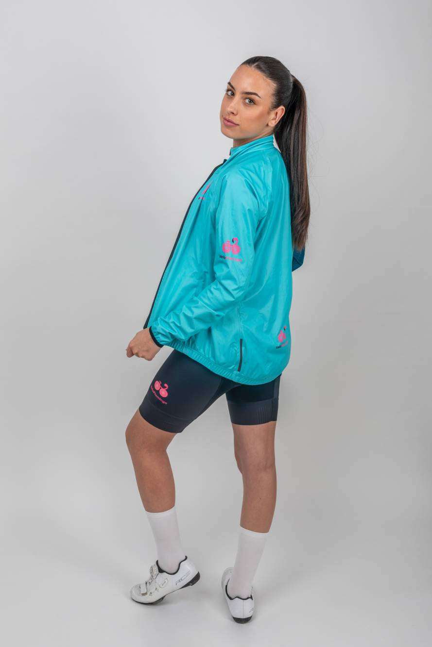 Maria Waterproof Jacket - Stay Dry with Premium Rain Protection - mint green colour with dark green right hand sleeve and mint green stripes on cuff