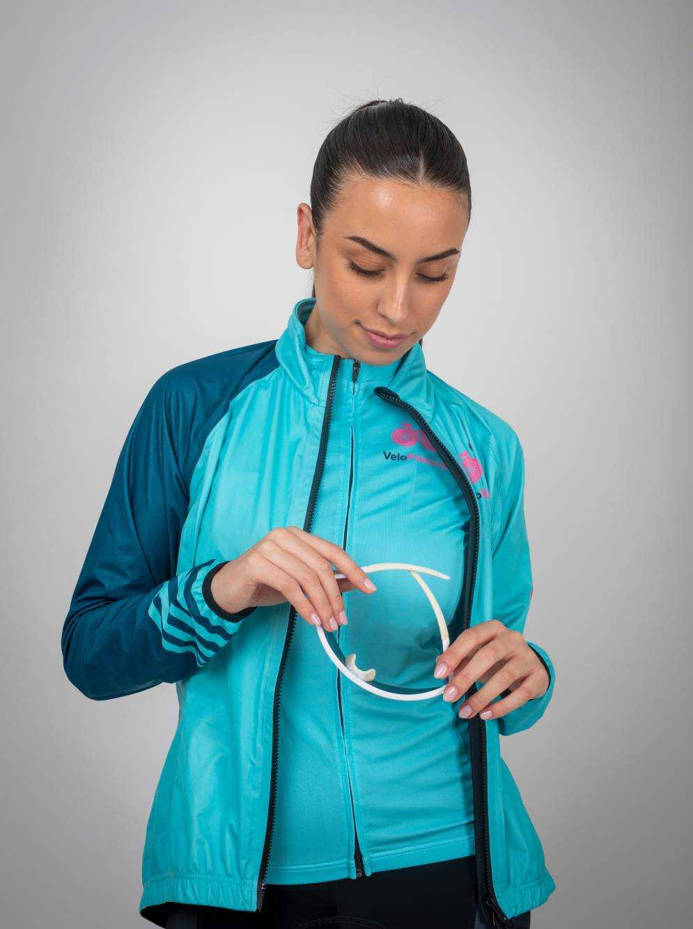 Maria Waterproof Jacket - Stay Dry with Premium Rain Protection - mint green colour with dark green right hand sleeve and mint green stripes on cuff